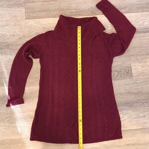 GNW Maroon Cable-Knit Turtleneck Sweater